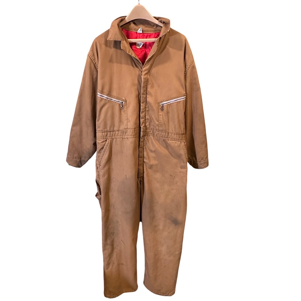 Vintage 60/70s Big Ben Wrangler Brown Duck Canvas Insulated Coverall Scovill  XL